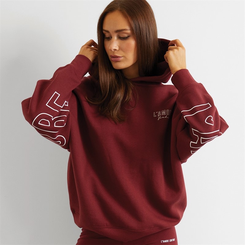 L'amore Couture Damen Norwalk Kapuzenpullover Burgunderrot - Bild 1