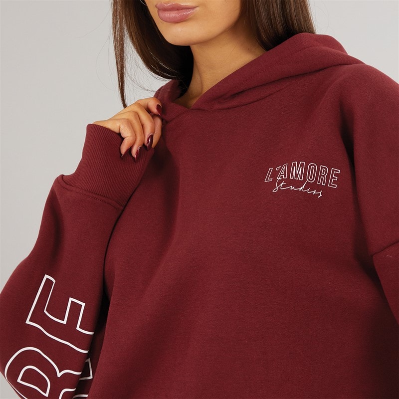 L'amore Couture Damen Norwalk Kapuzenpullover Burgunderrot - Bild 3