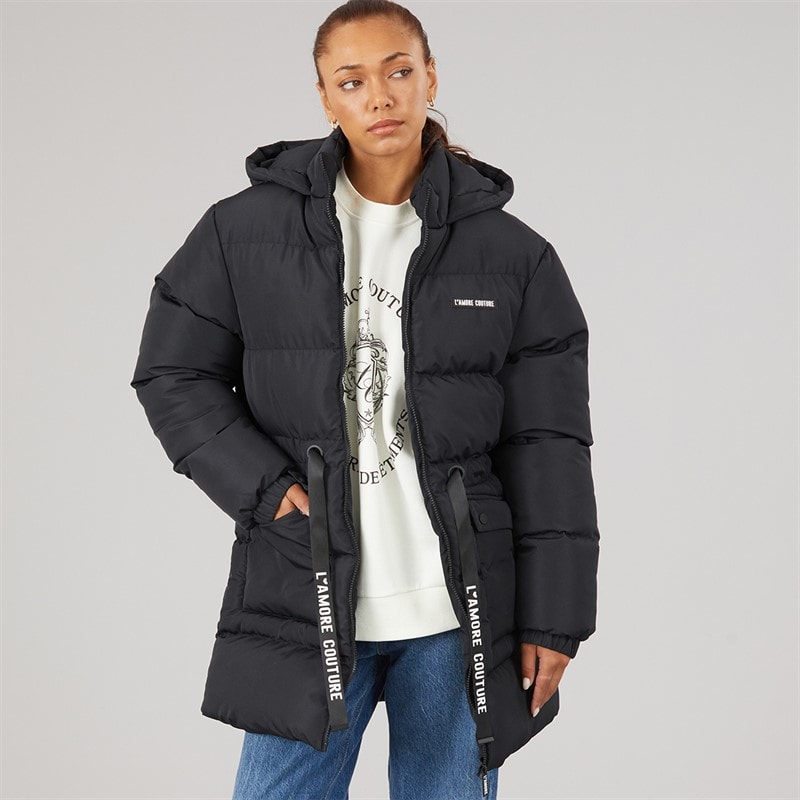 L'amore Couture Dames Liana Korte Puffer Jas Zwart