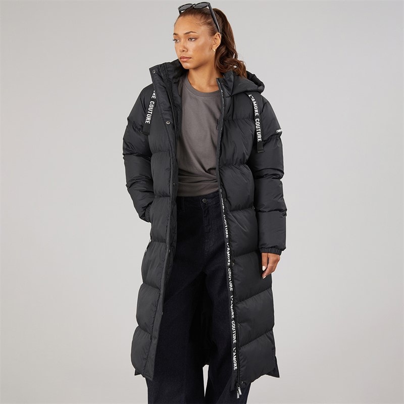 L'amore Couture Damen Bloomingdale langer Daunenmantel Schwarz - Bild 1