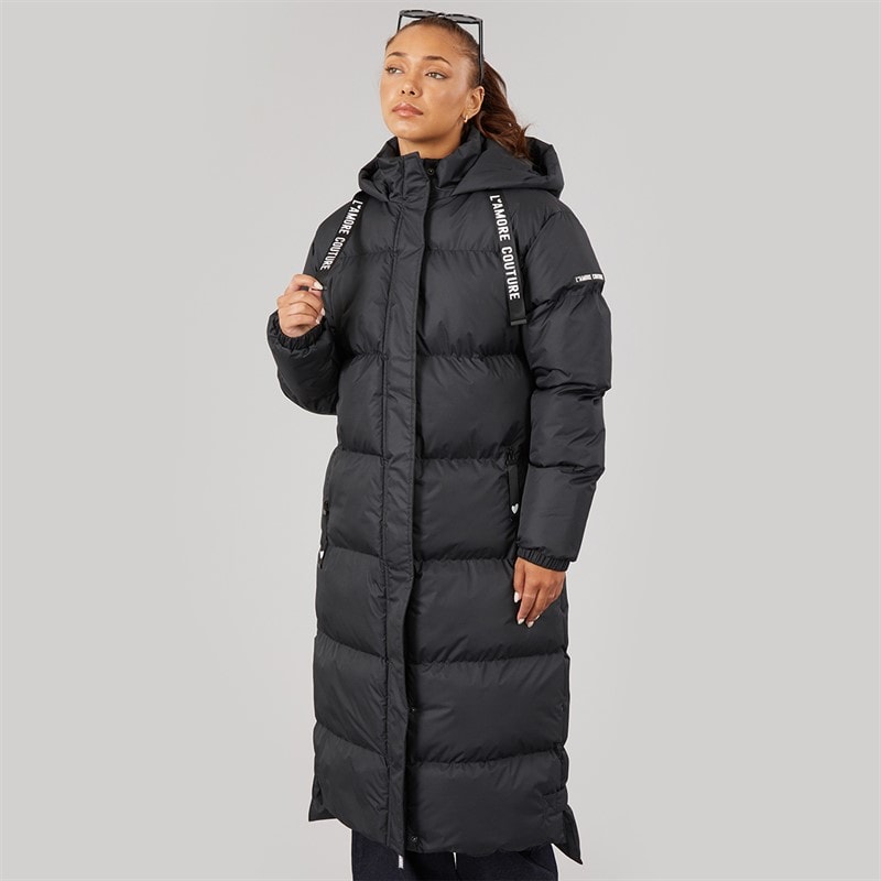 L'amore Couture Damen Bloomingdale langer Daunenmantel Schwarz - Bild 3