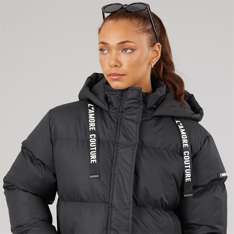 L'amore Couture Damen Bloomingdale langer Daunenmantel Schwarz - Bild 5