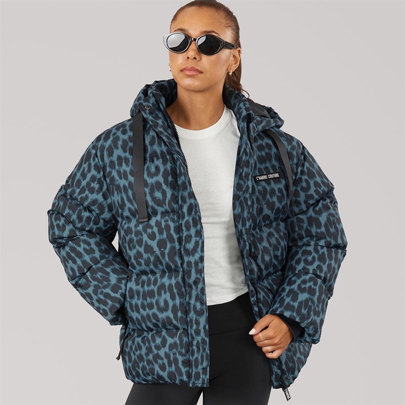 L'amore Couture Dames Bryony Korte Puffer Jas Stone Blue