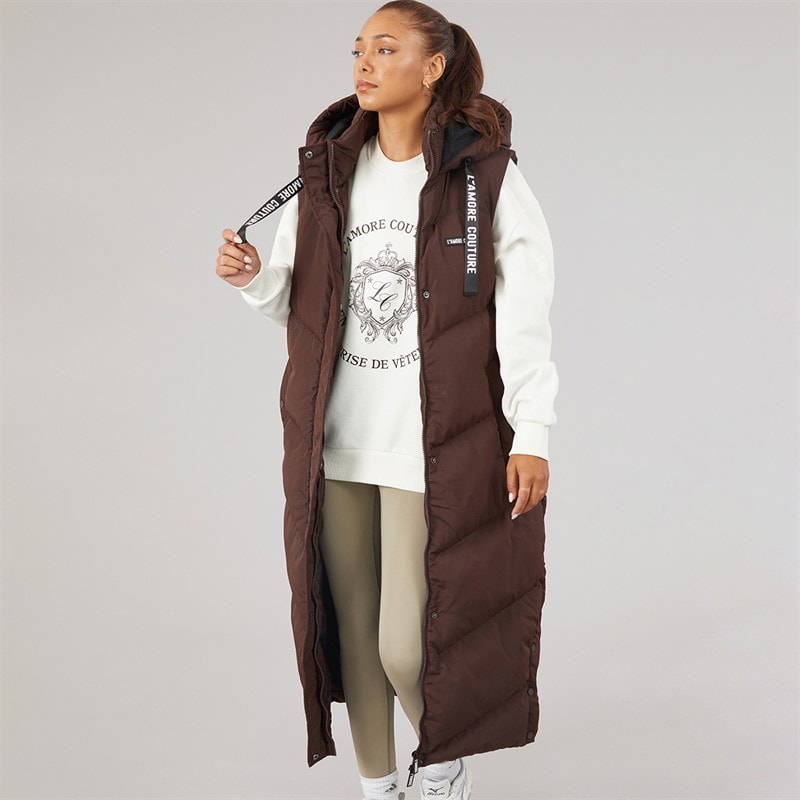 L'amore Couture Damen Ernte Langes Weste Chocolate