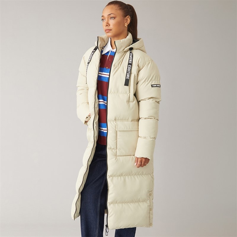 L'amore Couture Dames Kansas Lange Puffer Jas Sage