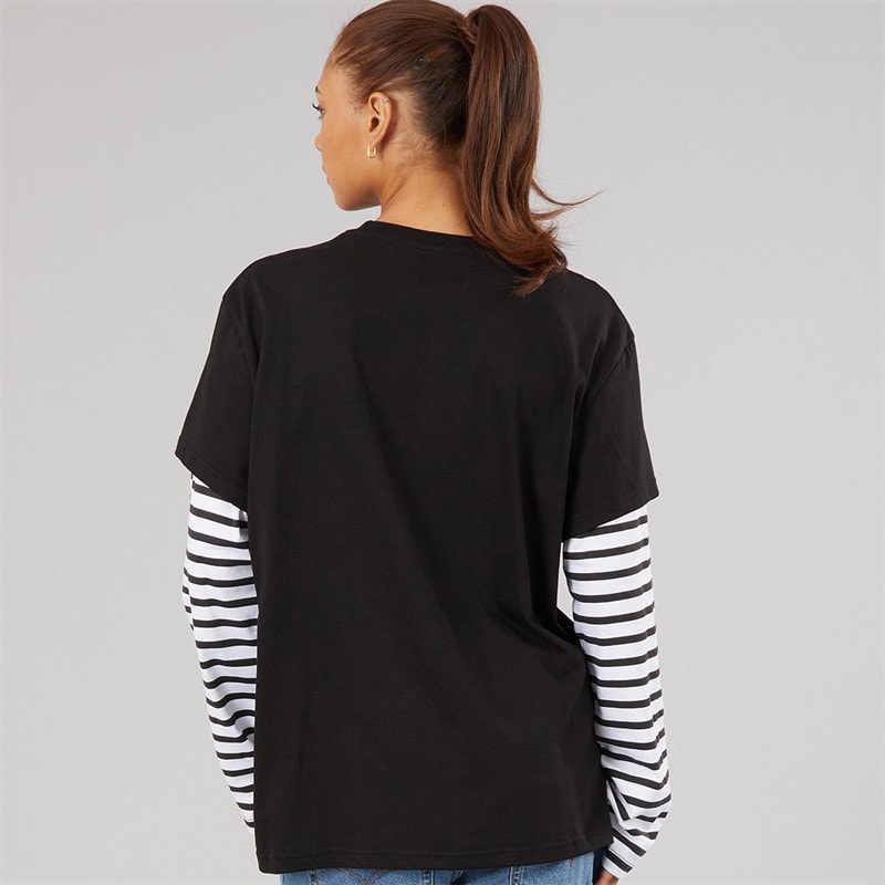 L'amore Couture Dames Cali 2 In 1 Lange Mouw T Shirt Zwart - Afbeelding 2