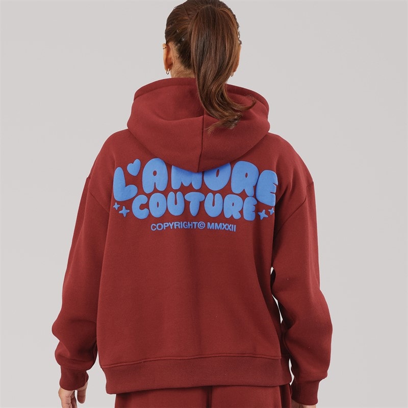L'amore Couture Dames Casual Hoodie Burgundy - Afbeelding 2