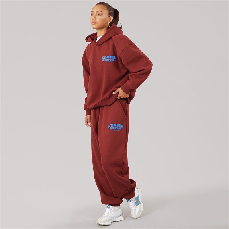 L'amore Couture Dames Casual Hoodie Burgundy - Afbeelding 3