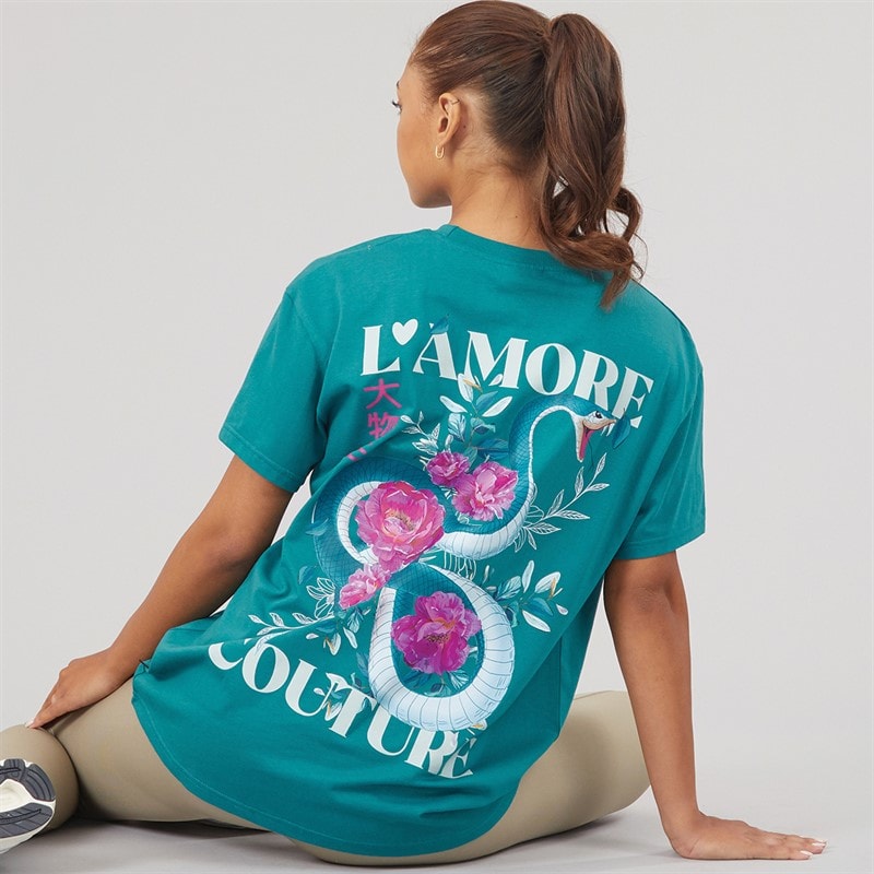 L'amore Couture T-shirt Oversize Yara Femme Teal - Image 1