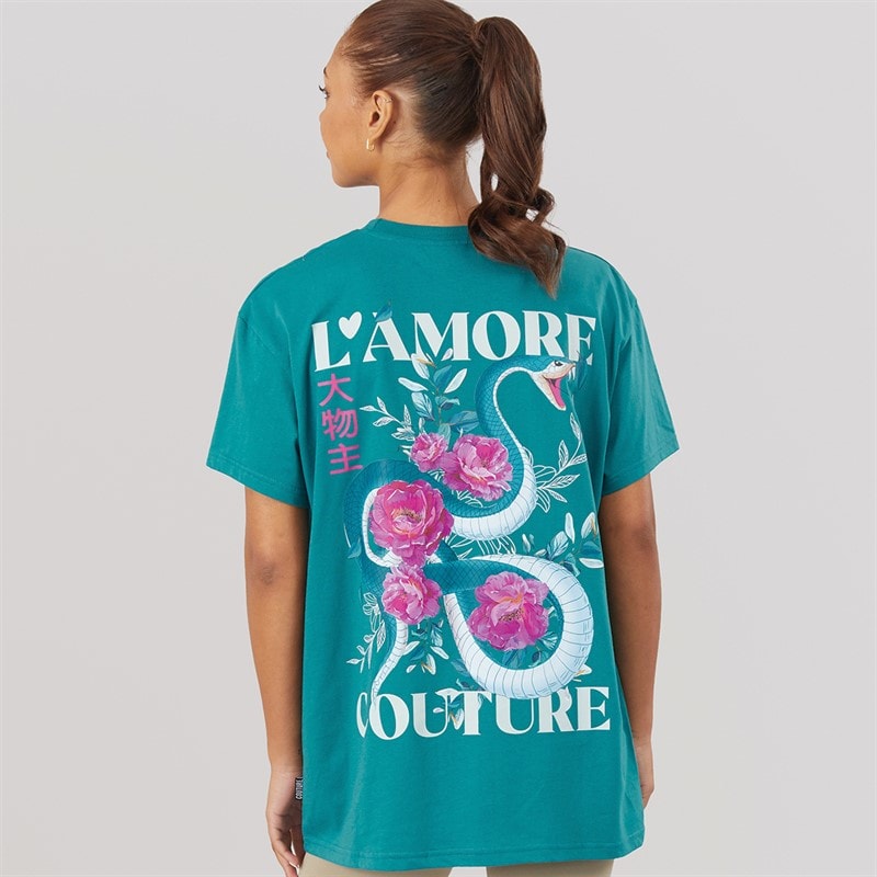 L'amore Couture T-shirt Oversize Yara Femme Teal - Image 3