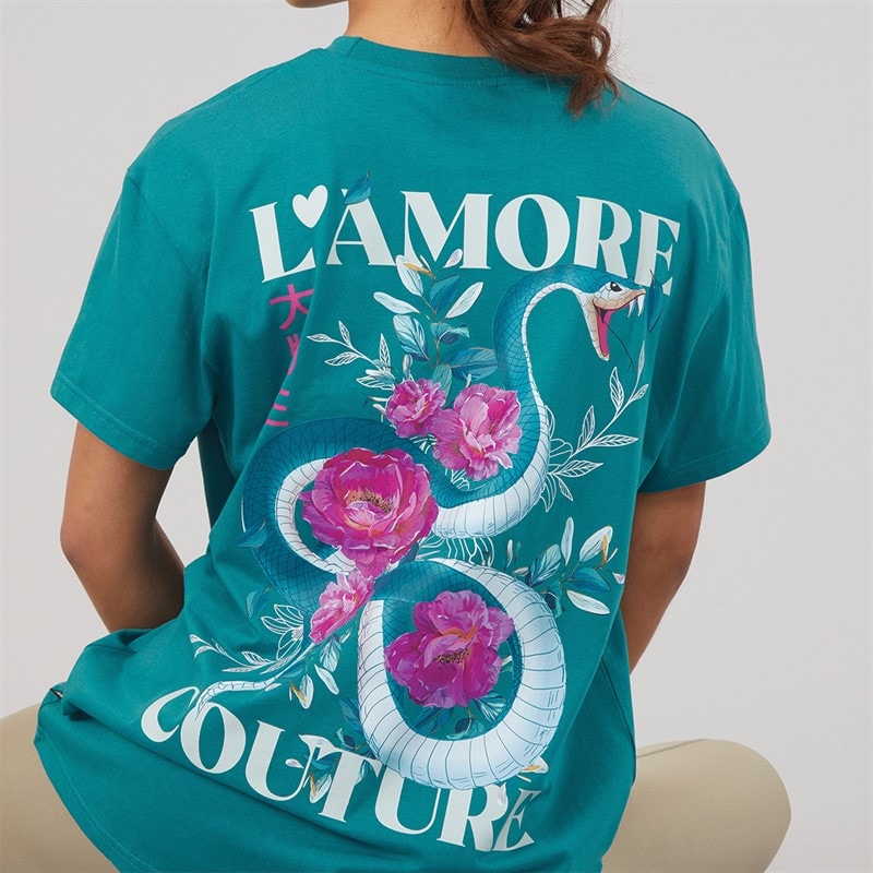 L'amore Couture T-shirt Oversize Yara Femme Teal - Image 5