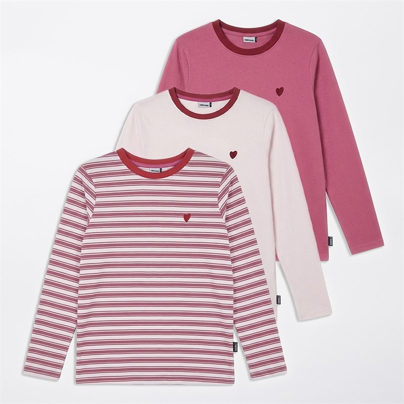 L'amore Couture lot de trois t-shirts à manches longues Eleadora Femme Rayure, Rose, Violet - Image 1