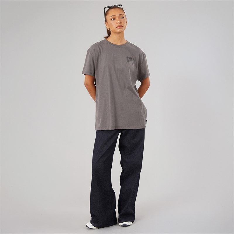 L'amore Couture Dames Sorrell Oversized T-shirt Charcoal - Afbeelding 3