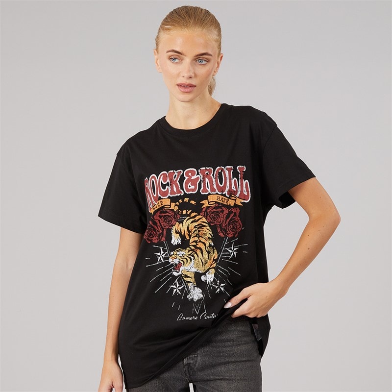 L'amore Couture Damen Denali Oversized T Shirt Schwarz
