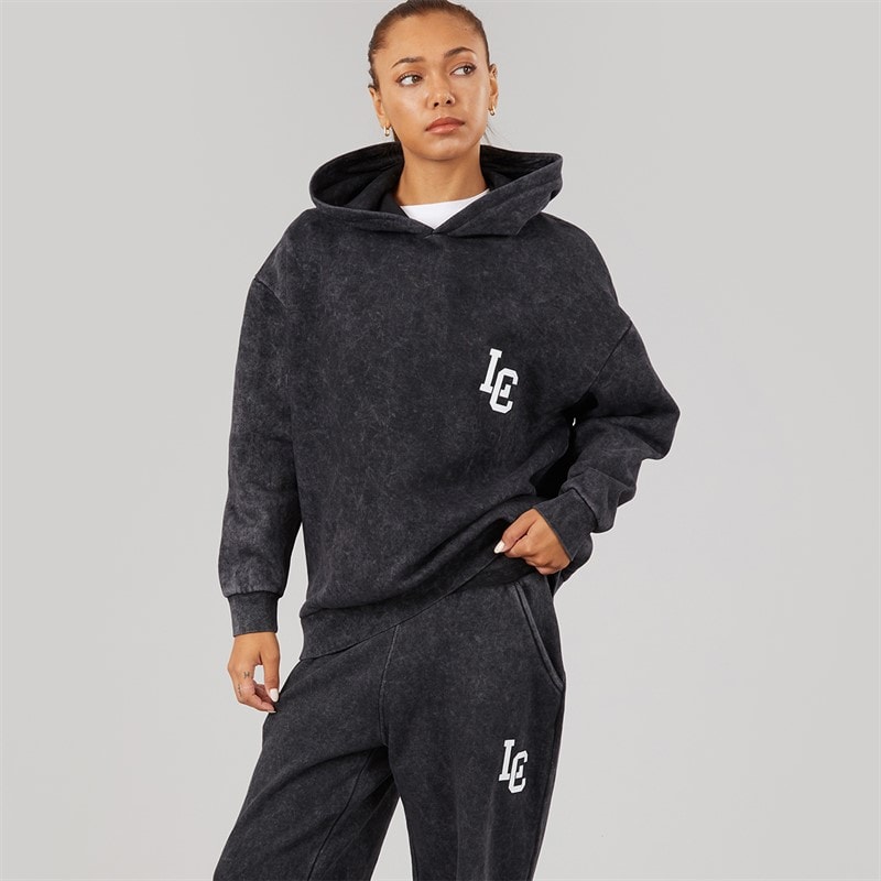 L'amore Couture Damen Benton Hoodie Und Weiter Bein Jogginghose Trainingsanzug Schwarz - Bild 3