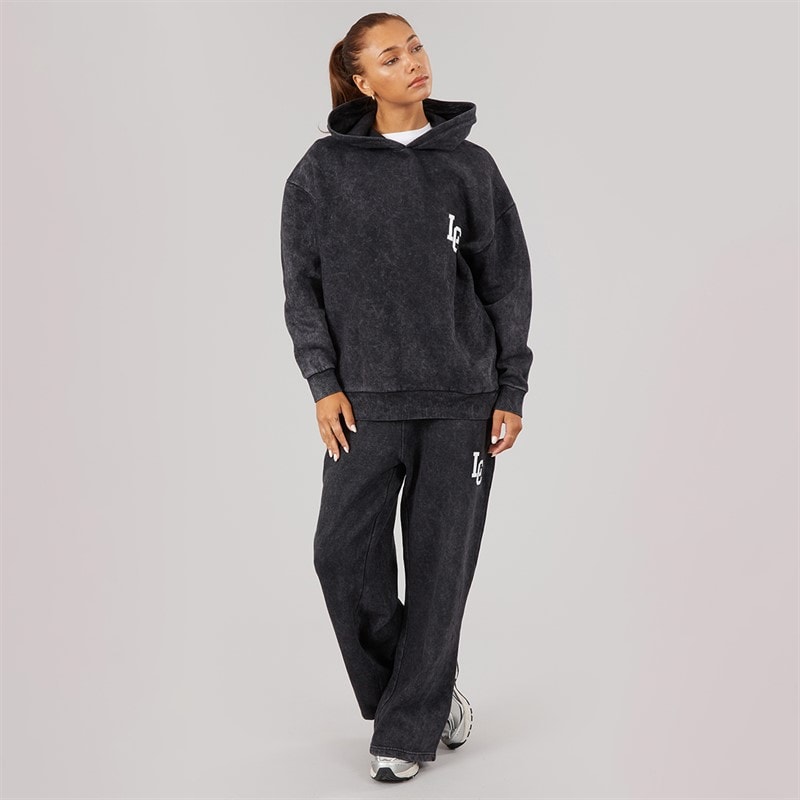 L'amore Couture Damen Benton Hoodie Und Weiter Bein Jogginghose Trainingsanzug Schwarz - Bild 4
