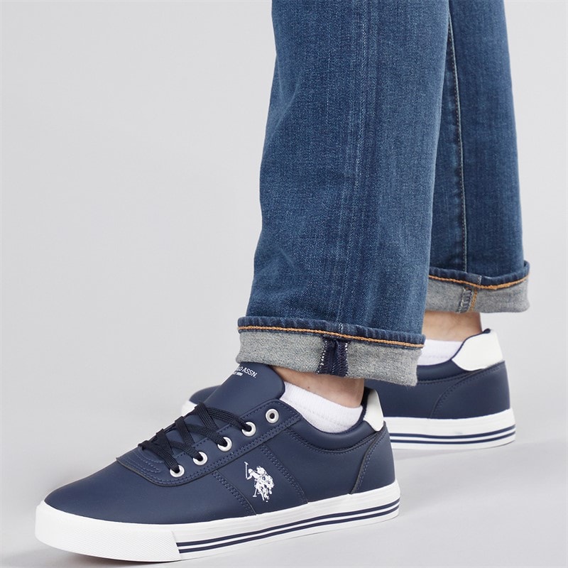 U.S. POLO ASSN. Heren Bobby PU Sneakers Marineblauw/Wit PU - Afbeelding 1