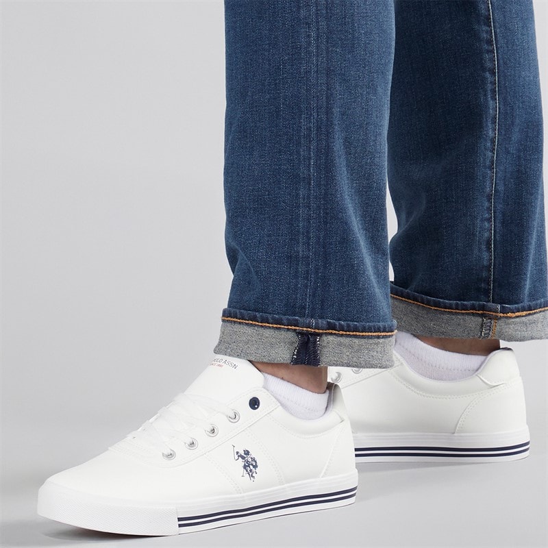 U.S. POLO ASSN. Heren Bobby PU Sneakers Wit / Marine PU - Afbeelding 1