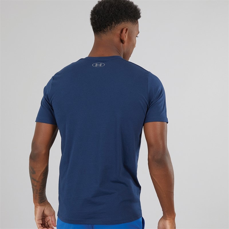 Under Armour Heren UA Sportstyle Left Chest Sports Performance Tops Marineblauw - Afbeelding 2