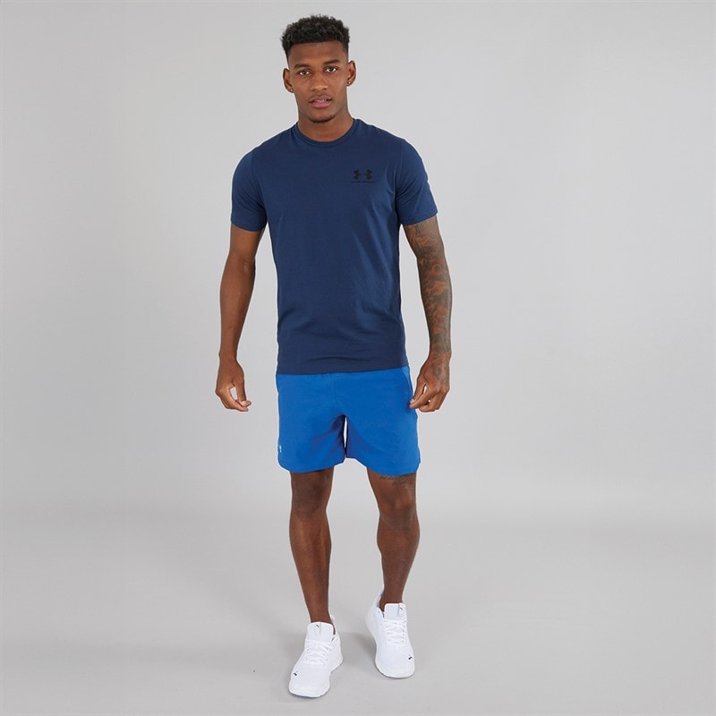 Under Armour Heren UA Sportstyle Left Chest Sports Performance Tops Marineblauw - Afbeelding 3
