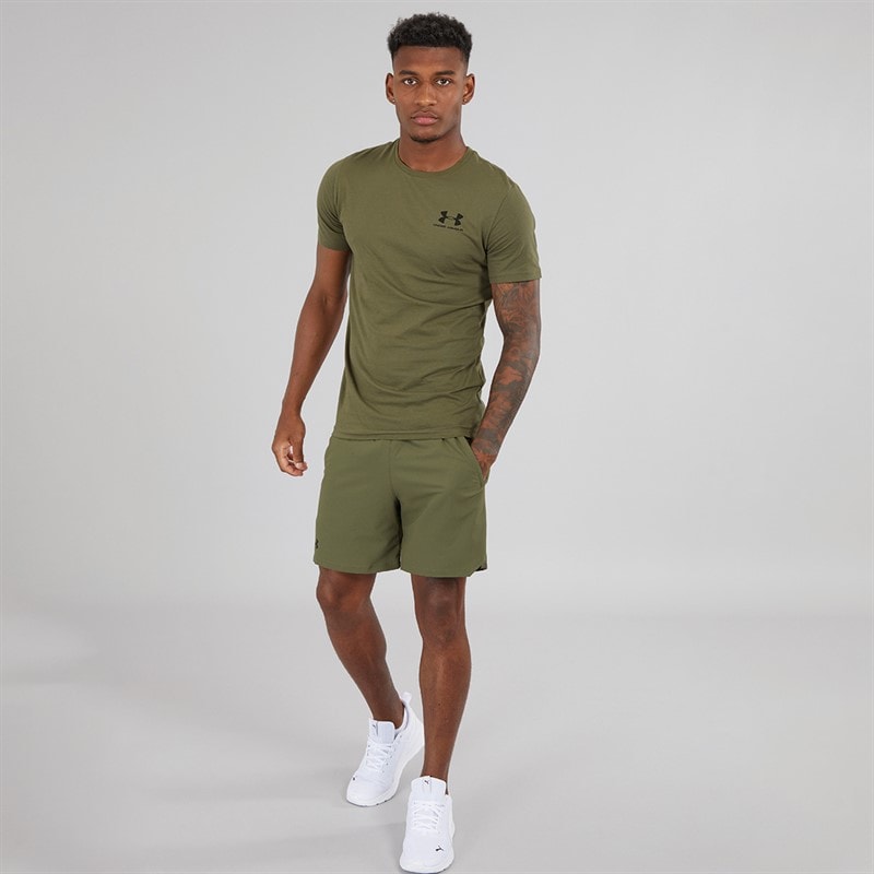 Under Armour Heren UA Sportstyle Left Chest Sports Performance Tops Kaki - Afbeelding 3