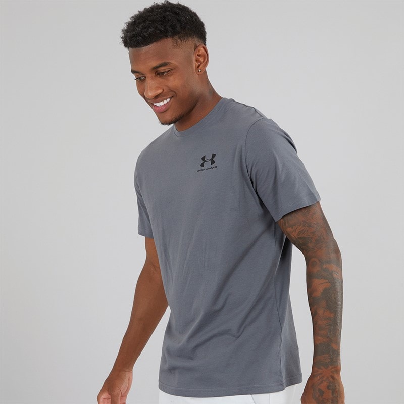 Under Armour T-shirt met korte mouwen voor Heren UA Sportstyle linker borst Castlerock/Zwart - Afbeelding 1