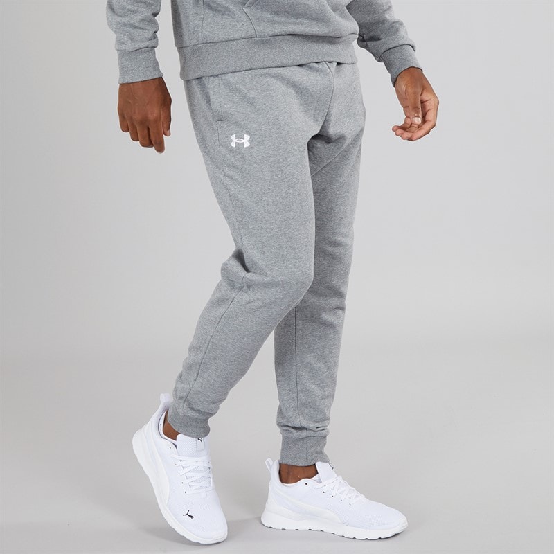 Under Armour Heren UA Rival Fleece Joggingbroek Castlerock Licht Heather/Wit - Afbeelding 1