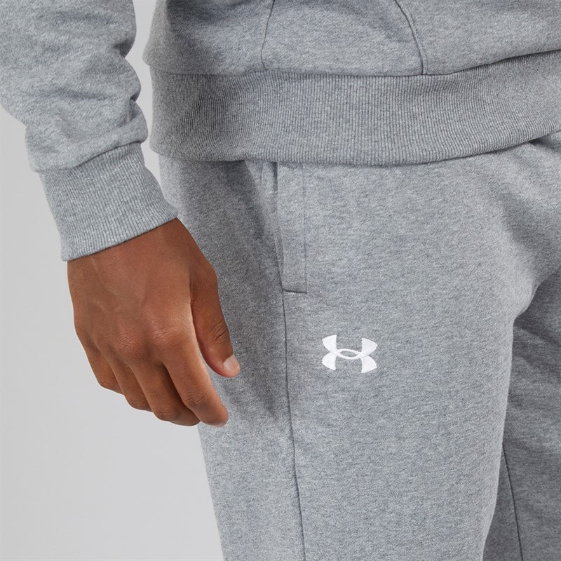 Under Armour Heren UA Rival Fleece Joggingbroek Castlerock Licht Heather/Wit - Afbeelding 3