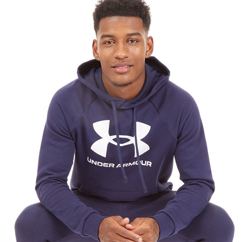 Under Armour Herren UA Rival Fleece Logo Hoodie Mitternachtsblau/wit