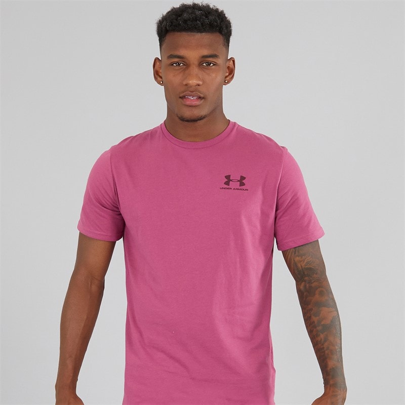 Under Armour Heren UA Sportstyle Linker Borst Korte Mouw T-Shirt Fuchsia Dusk / Donker Maroon - Afbeelding 1