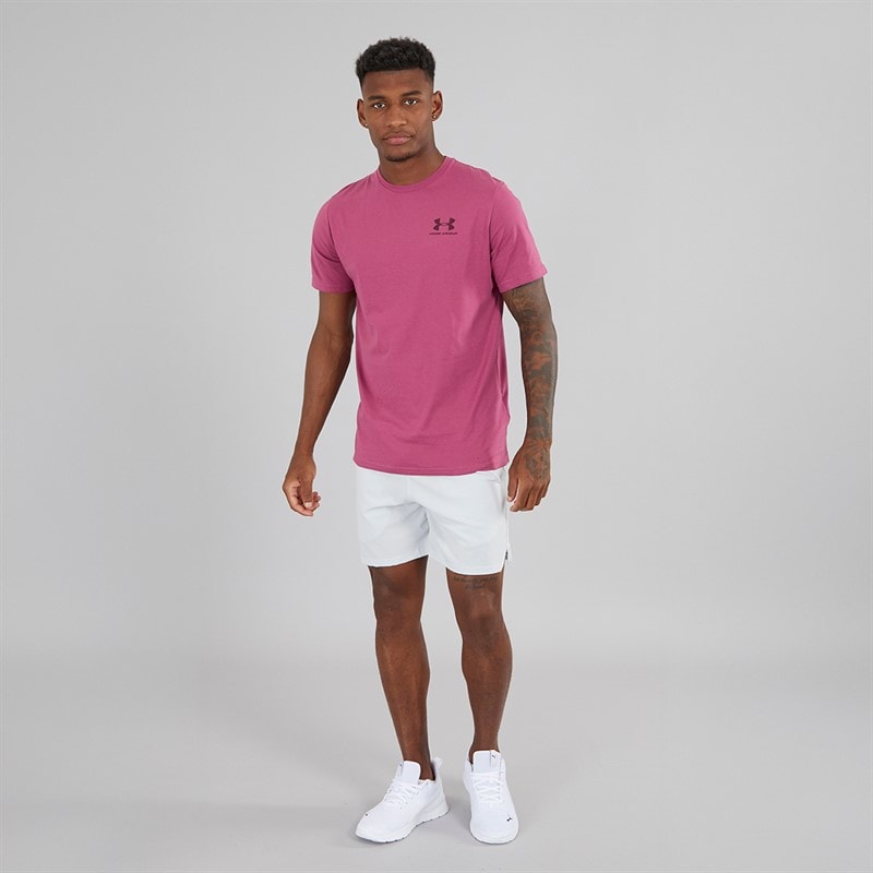 Under Armour Heren UA Sportstyle Linker Borst Korte Mouw T-Shirt Fuchsia Dusk / Donker Maroon - Afbeelding 4