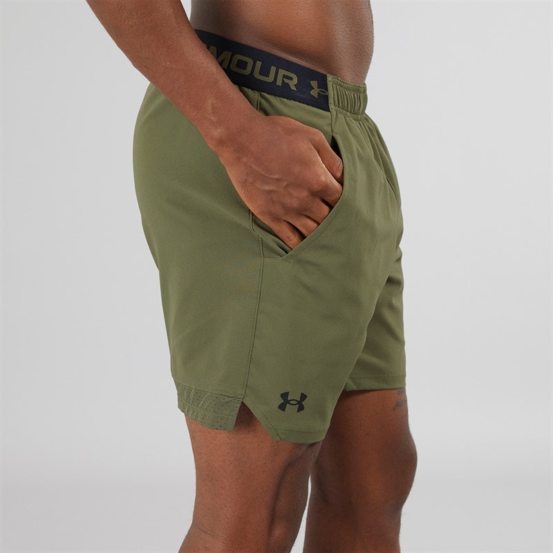 Under Armour Heren UA Vanish Woven 6 Inch Shorts Marine OD Green / Black - Afbeelding 2
