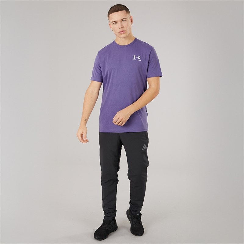 Under Armour Heren UA Sportstyle Linker Borst Korte Mouw T Shirt Purple Luxe/Wit - Afbeelding 4
