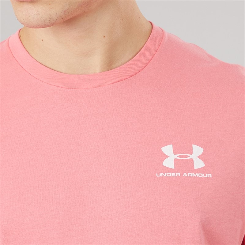 Under Armour T-shirt à manches courtes UA Sportstyle avec logo sur la poitrine Homme Bittersweet Pink/Blanc - Image 3