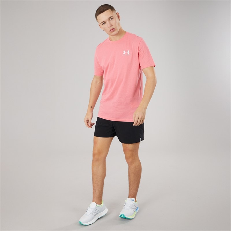 Under Armour T-shirt à manches courtes UA Sportstyle avec logo sur la poitrine Homme Bittersweet Pink/Blanc - Image 4
