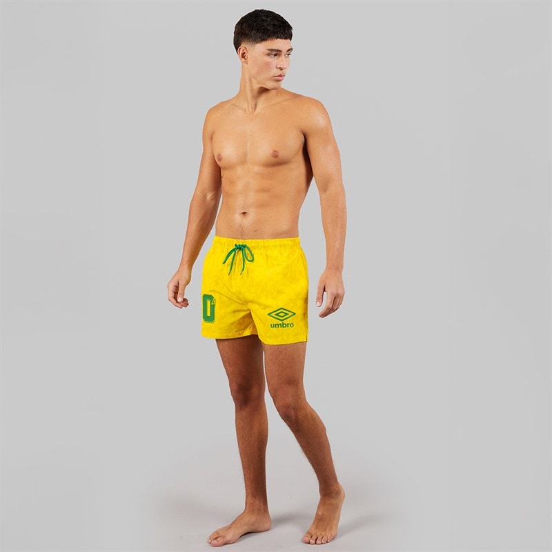 Umbro spodenki kąpielowe typu racer dla niego kolor Żółty/Zielony – zdjęcie  4