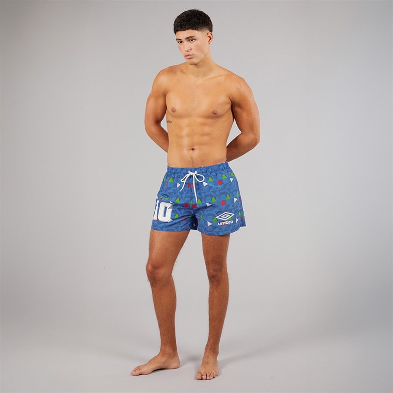 Umbro spodenki kąpielowe typu racer dla niego kolor Niebieski/Czerwony/Zielony/Biały – zdjęcie  4