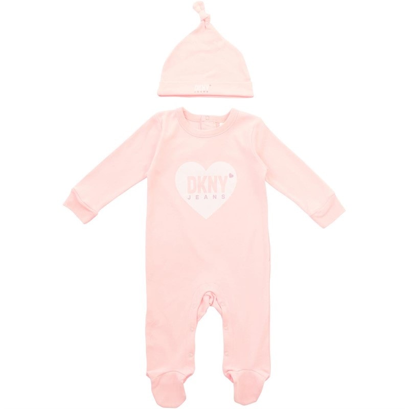 DKNY Jeans Slaappak Baby Meisjes met Geknoopte Hoed Set Roze