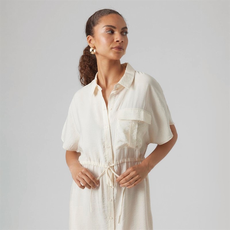 Vero Moda Robe Chemise Femme Iris Manches Courtes Ivoire Perle - Image 3