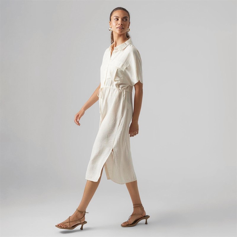 Vero Moda Robe Chemise Femme Iris Manches Courtes Ivoire Perle - Image 4
