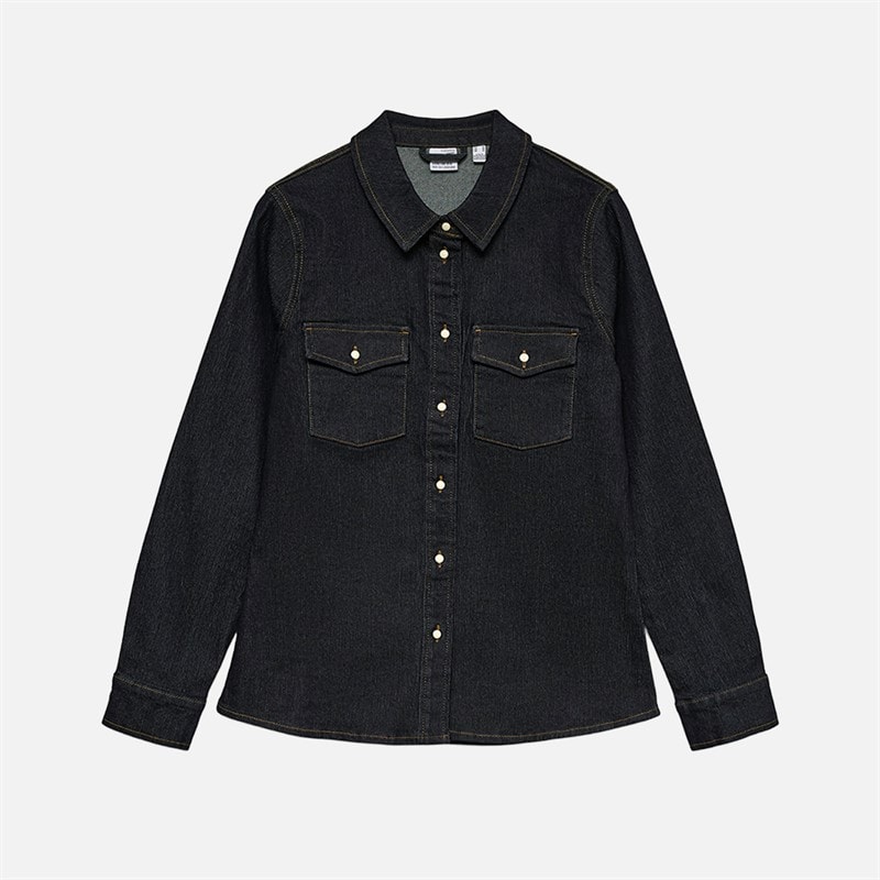 Vero Moda Dames Liv Getailleerd Spijkerhemd Donkerblauw Spijker