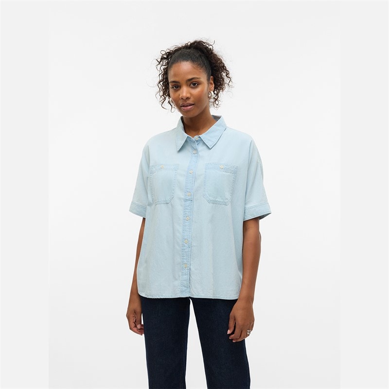 Vero Moda Chemise en jean Emberley femme, jean Bleu Clair