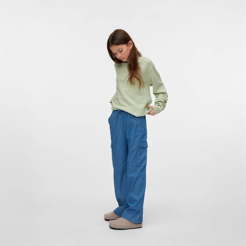 Vero Moda Meisjes Demi Cargo Broek Medium Blue Denim - Afbeelding 4