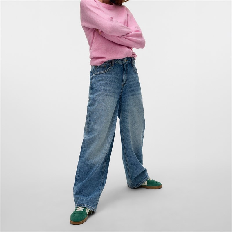 Vero Moda Brook baggy jeans dla dziewczynki kolor Medium Blue Denim