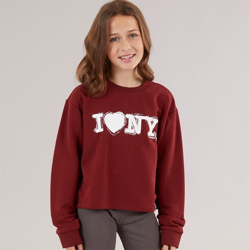 Vero Moda Sweatshirt Fille New York C-12 Syrah/New York/Niagara Falls C-12 Syrah_New York & Niagara Falls