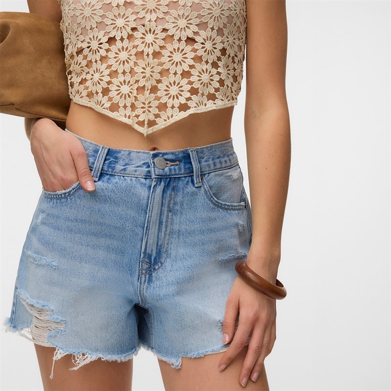 Vero Moda Damen Hailey Jeans Shorts Light Blue Denim - Bild 4