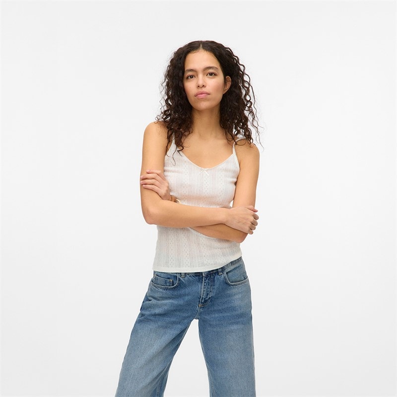 Vero Moda Gilet Lisa Pointelle Femme Blanc neige