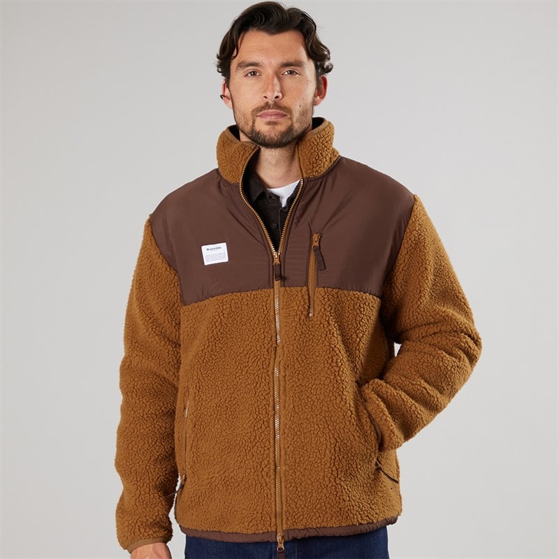 Resteröds Sweat-Shirt à fermeture éclair en panneaux marron homme - Image 3