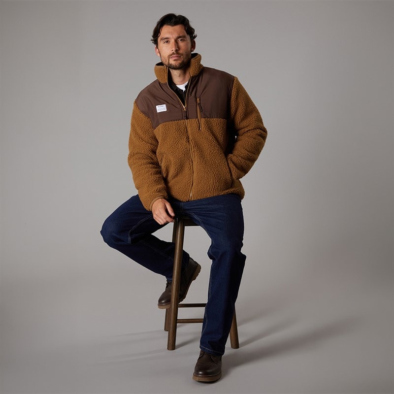 Resteröds Sweat-Shirt à fermeture éclair en panneaux marron homme - Image 4