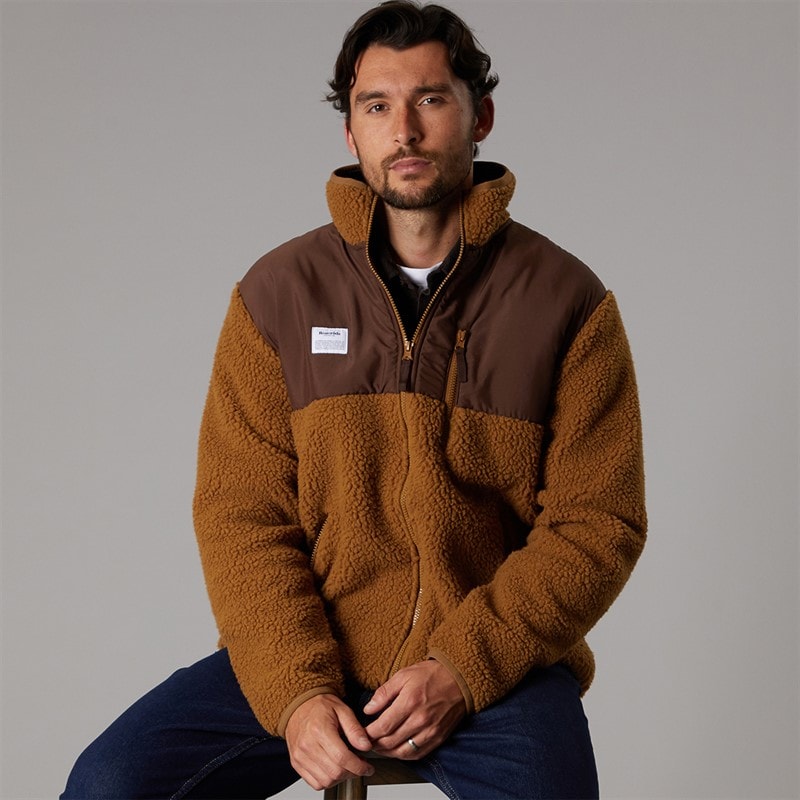 Resteröds Sweat-Shirt à fermeture éclair en panneaux marron homme - Image 5